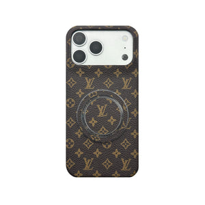 Luxury Leather Monogram iPhone Case With Magnetic Stand Big Printing For iPhone 17 Series-RCLV069 - Runycase