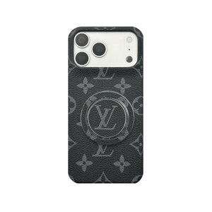 Luxury Leather Monogram iPhone Case With Magnetic Stand Big Printing For iPhone 17 Series-RCLV069 - Runycase