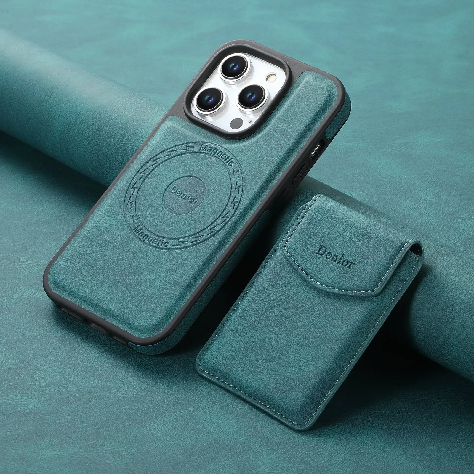 Blue MagSafe iPhone wallet case by PADUCASE with full protection and integrated card holder.