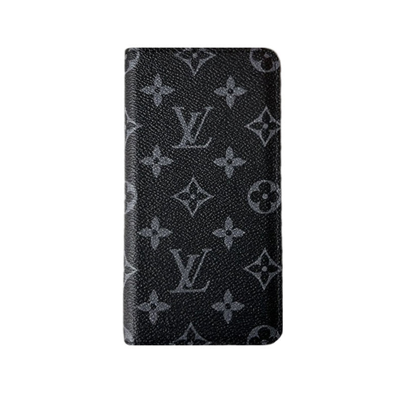 Leather Monogram Phone Case With Wallet And Card Holder For iPhone Brown-635120591499