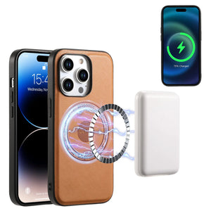 Khaki iPhone case with built-in MagSafe wallet and card holder by PADUCASE, showing the sleek design and card slots.