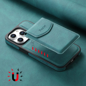 Blue MagSafe wallet iPhone case by PADUCASE with full protection and magnetic attachment for secure, stylish phone security.