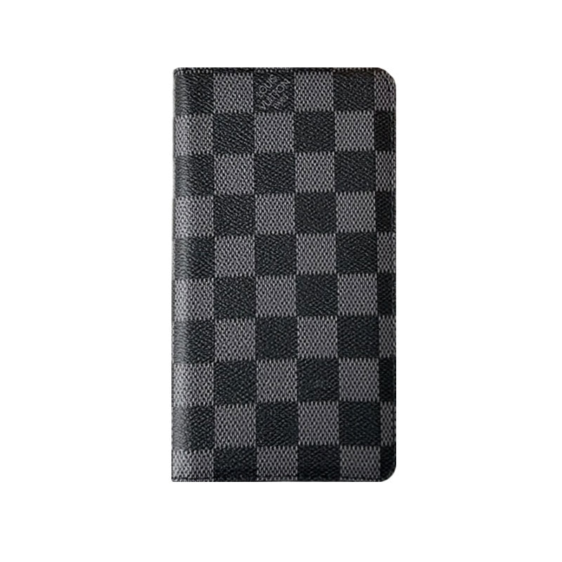 Leather Monogram Phone Case With Wallet And Card Holder For iPhone Brown-635120591499