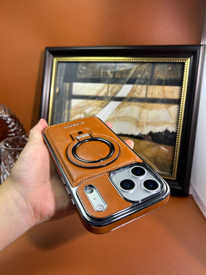 Leather Magsafe iPhone Case With Stand For iPhone 17 Series Brown | PE260079 PADUCASE