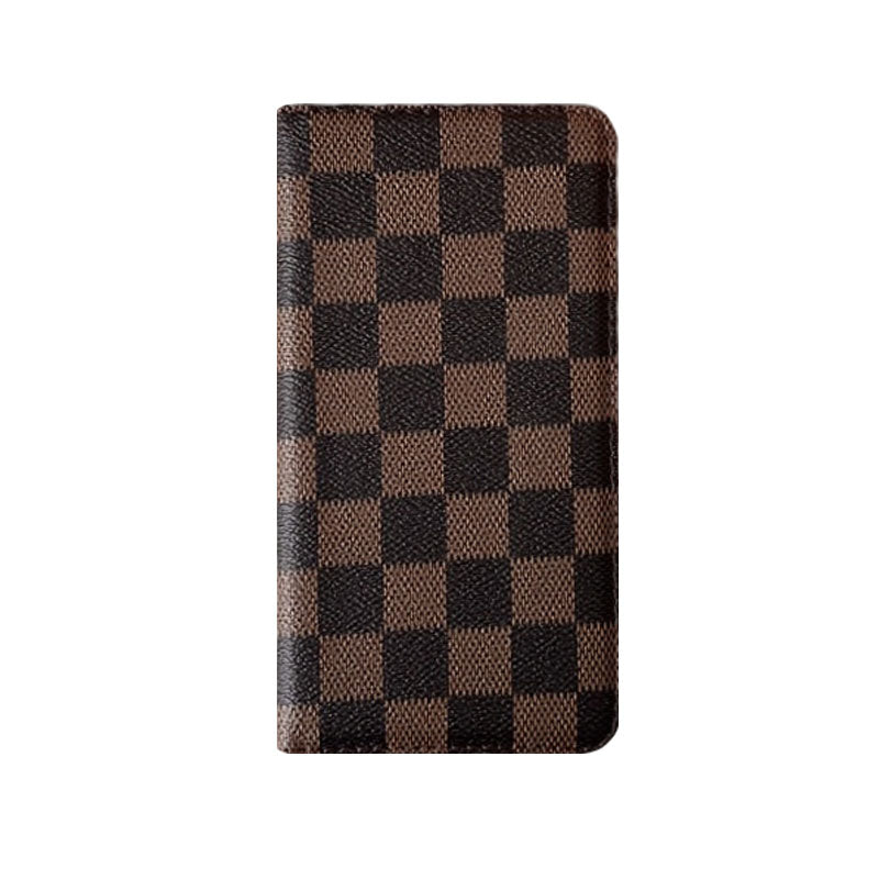 Leather Monogram Phone Case With Wallet And Card Holder For iPhone Brown-635120591499