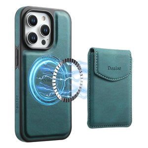 Blue PADUCASE MagSafe wallet iPhone case with full protection, featuring a slim design and magnetic attachment for easy carrying.