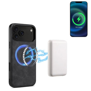 Black PADUCASE MagSafe leather iPhone case with full protection, showing the sleek leather design and secure MagSafe magnet ring.