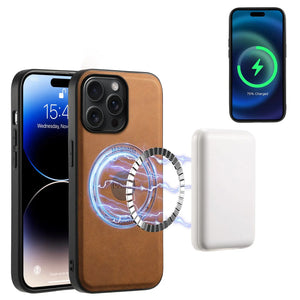 PADUCASE MagSafe iPhone case with leather wallet in brown, offering full protection and a sleek, stylish design.