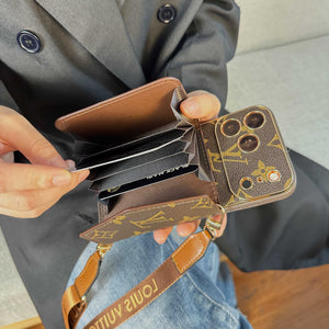 High-quality Monogram iPhone Case With Wallet And Crossbody Strap For iPhone 17 Series-RCLV134