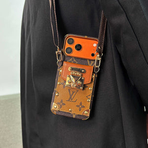 Refined leather Monogram iPhone Case With Wallet And Crossbody Strap For iPhone 17 Series Brown-RCLV138