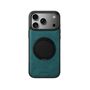 Brown leather iPhone case with built-in stand for MagSafe compatibility, designed by PADUCASE.