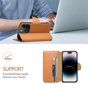PADUCASE leather wallet iPhone case with card holder in khaki, flip cover protection, slim design, and functional storage.