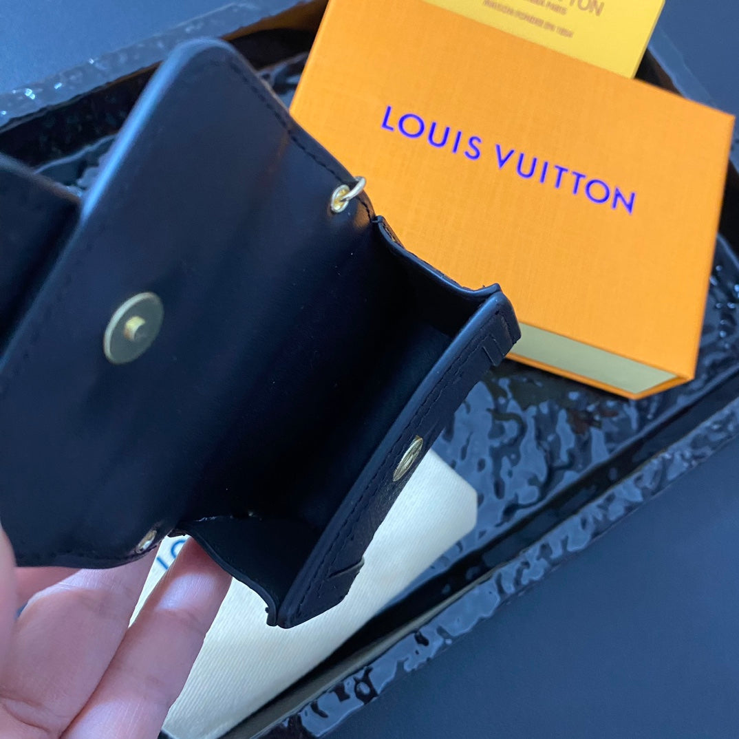 Premium Leather Monogram AirPods Cases Black Printing-RCLV125