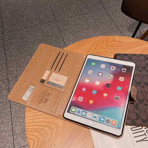 Refined Leather Monogram iPad Case Coffee-RCLV118 - Runycase