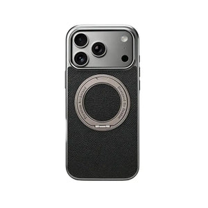 PADUCASE MagSafe leather iPhone case with hand grip in orange, offering full protection and stylish design.