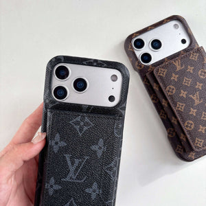 Premium Leather Monogram iPhone Case With Wallet For iPhone 17 Series-RCLV176