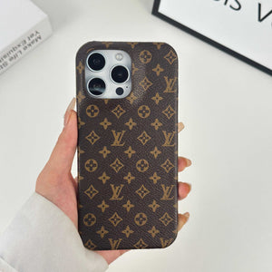 Monogram Leather Magnetic iPhone Case(Compatible With Magsafe)Small Printing -RCLV037 - Runycase