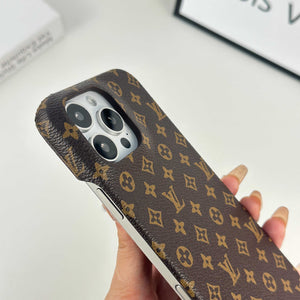 Monogram Leather Magnetic iPhone Case(Compatible With Magsafe)Small Printing -RCLV037 - Runycase