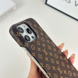 Monogram Leather Magnetic iPhone Case(Compatible With Magsafe)Small Printing -RCLV037 - Runycase