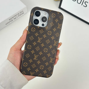 Monogram Leather Magnetic iPhone Case(Compatible With Magsafe)Small Printing -RCLV037 - Runycase