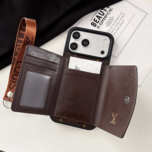 Classic Monogram iPhone Case With Wallet And Strap For iPhone 17 Series-RCLV179