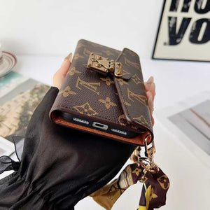 High-quality Monogram iPhone Case With Card Holder And chain For iPhone 17 Series-RCLV088 - Runycase