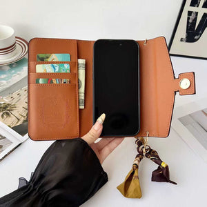 High-quality Monogram iPhone Case With Card Holder And chain For iPhone 17 Series-RCLV088 - Runycase