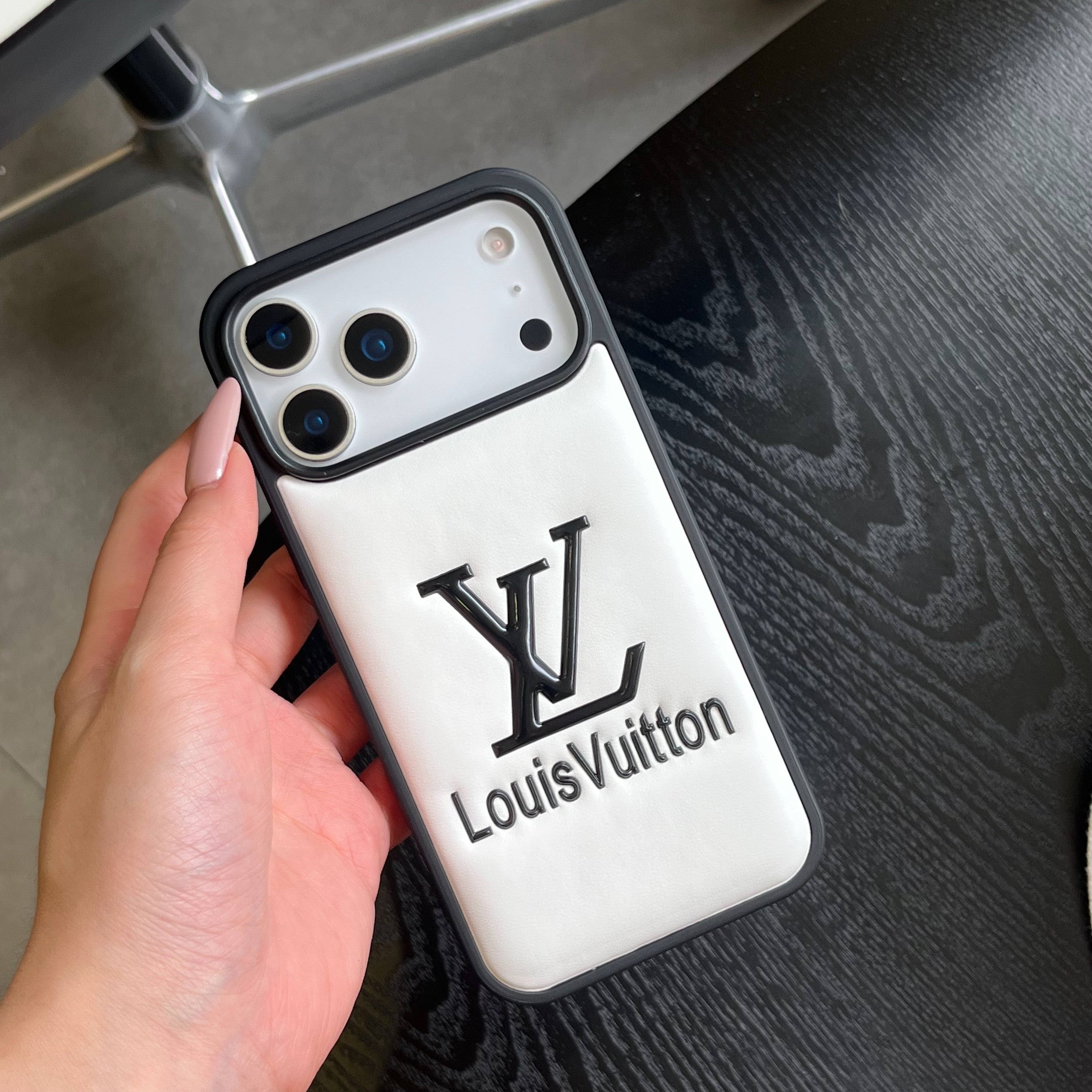 Leather Monogram Phone Case For iPhone white | PE2600127