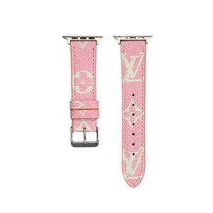 Refined Leather Monogram Apple Watch Band Big Printing-RCLV109 - Runycase