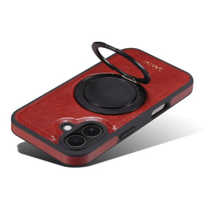Red MagSafe iPhone case with finger holder for iPhone 12-17 by PADUCASE, showing the front view of the protective phone cover.
