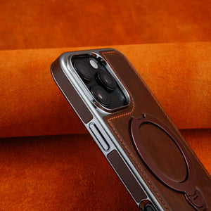 Magsafe iPhone Case With Stand Leather Style Coffee | PE260085 PADUCASE