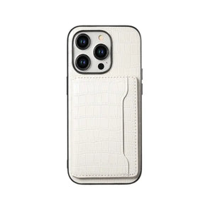 Black leather wallet iPhone case by PADUCASE featuring a sleek design with card slots and precise cutouts for phone access.