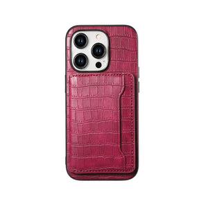 Black leather wallet iPhone case by PADUCASE with sleek design, featuring card slots and precise cutouts for iPhone access.