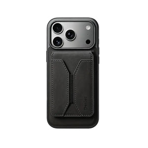 Brown PADUCASE MagSafe wallet iPhone case with sleek leather design, featuring a built-in card holder and magnetic attachment.