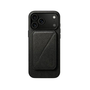 Orange PADUCASE MagSafe iPhone case with hidden leather card slot, durable protective cover for iPhone.
