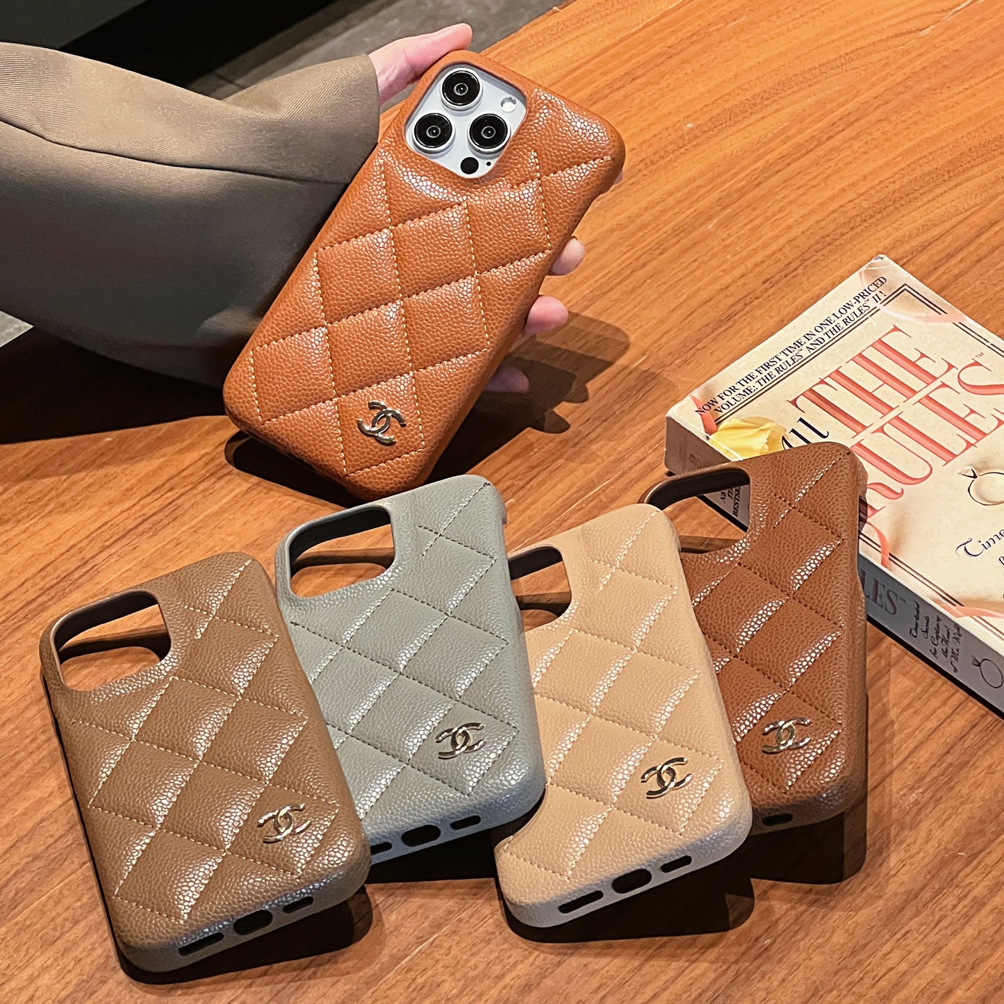 Classic Leather CC Phone Case For iPhone Brown-635120591857