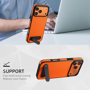 PADUCASE leather iPhone case with stand in orange, durable protective cover with slim design and built-in stand feature.