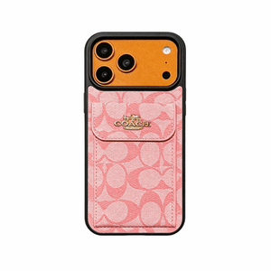 Leather CH Phone Case With Card Holder Design For iPhone Coffee | PE260096