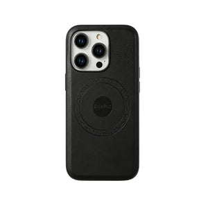 Brown MagSafe leather iPhone case by PADUCASE, showcasing sleek design and precise cutouts for easy access and protection.