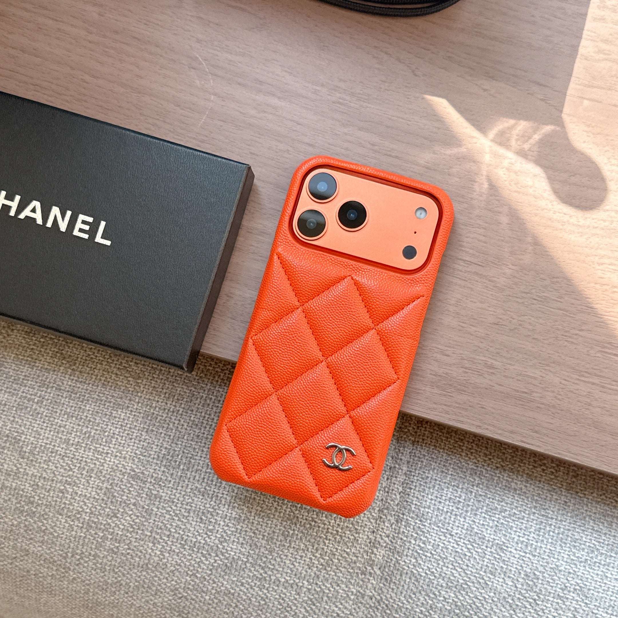 Premium Leather CC iPhone Case Orange For iPhone 17 Series-PECC163