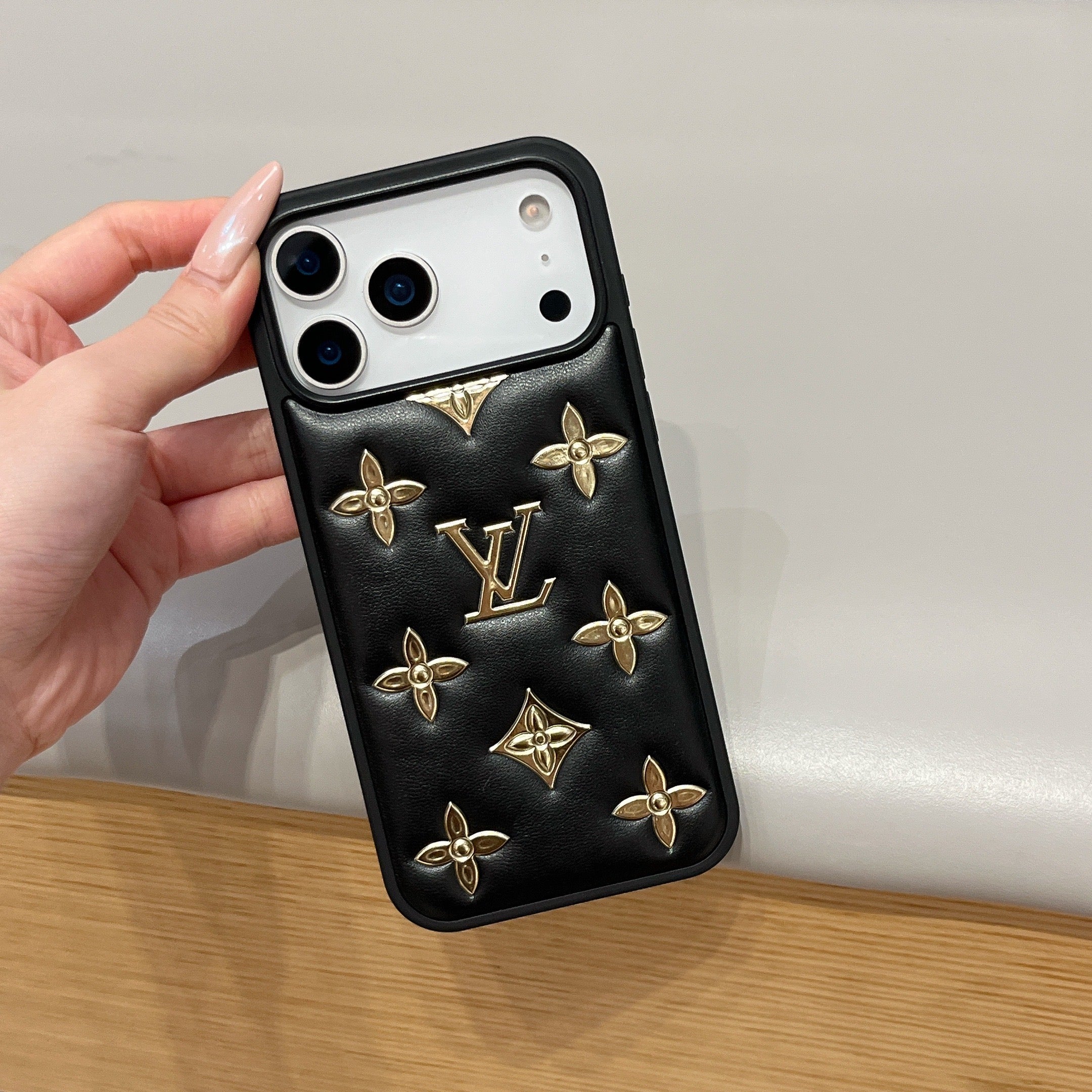 Leather Monogram Phone Case For iPhone gold | PE2600125
