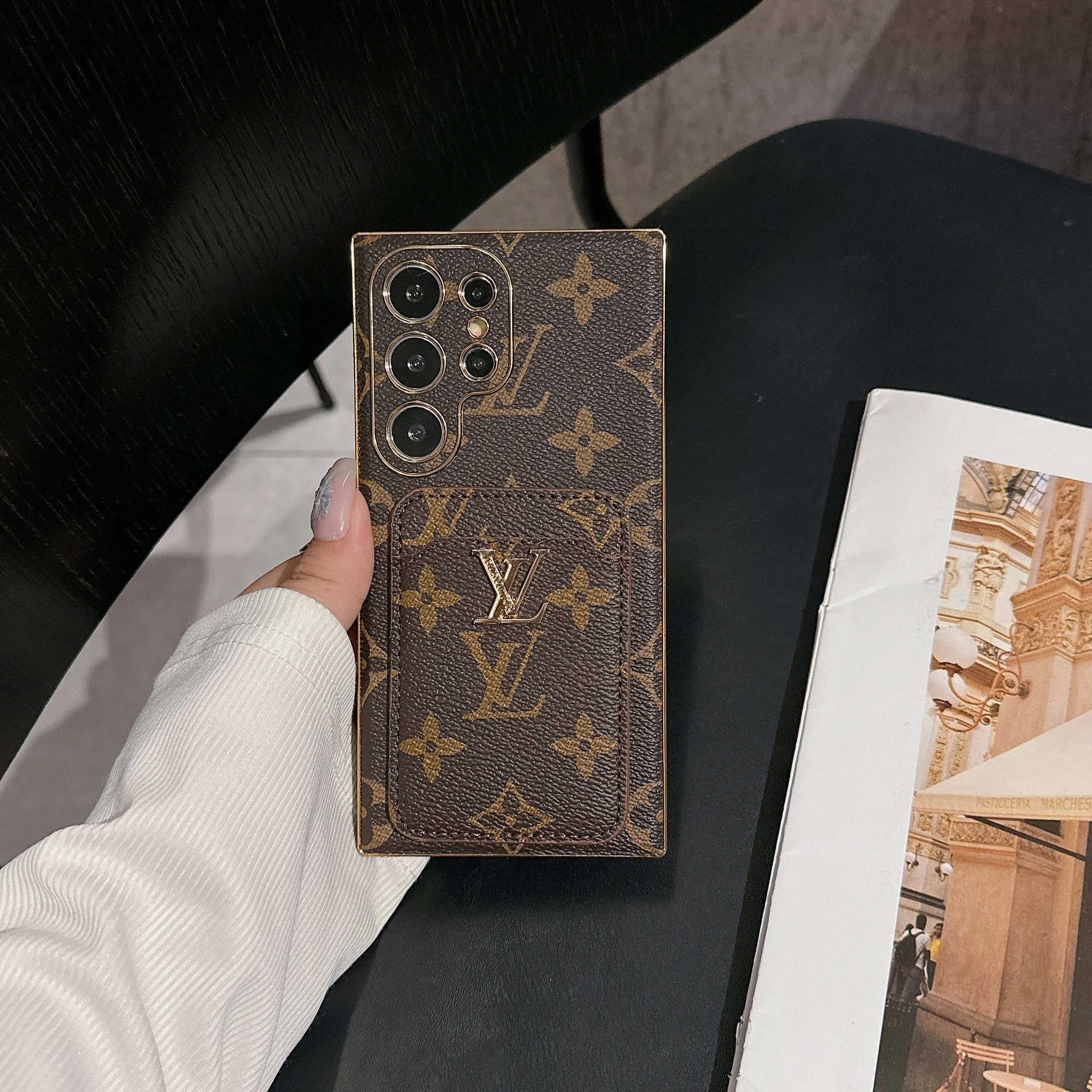 Luxury Monogram Samsung Galaxy S Series Case With Card Holder-RCLV099 - Runycase