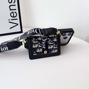 Classic Leather CD iPhone Case With Wallet And Crossbody Strap-RCCD148