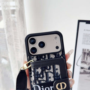 Classic Leather CD iPhone Case With Wallet And Crossbody Strap-RCCD148