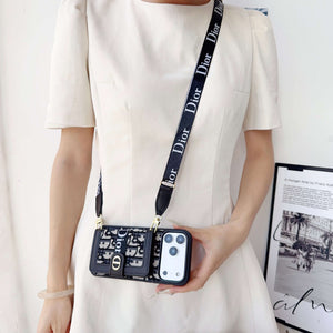 Classic Leather CD iPhone Case With Wallet And Crossbody Strap-RCCD148