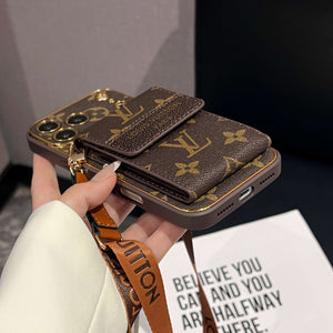High-quality Monogram iPhone Case With Wallet And Crossbody Strap For iPhone 17 Series-RCLV188
