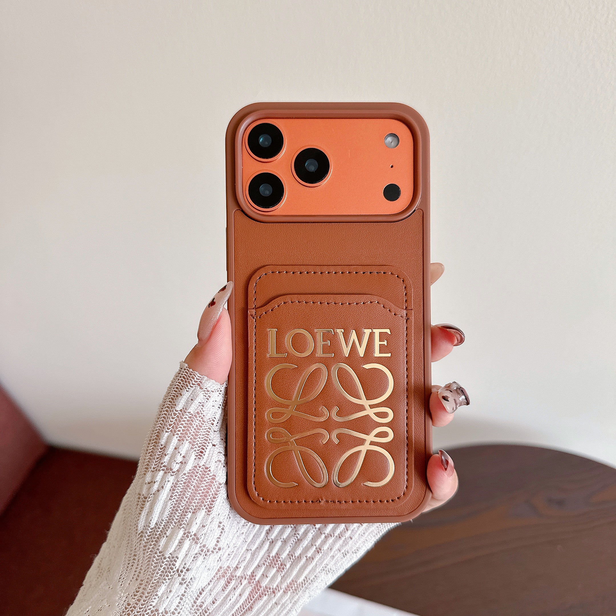 Leather LE Phone Case With Card Holder For iPhone brown | PE2600139