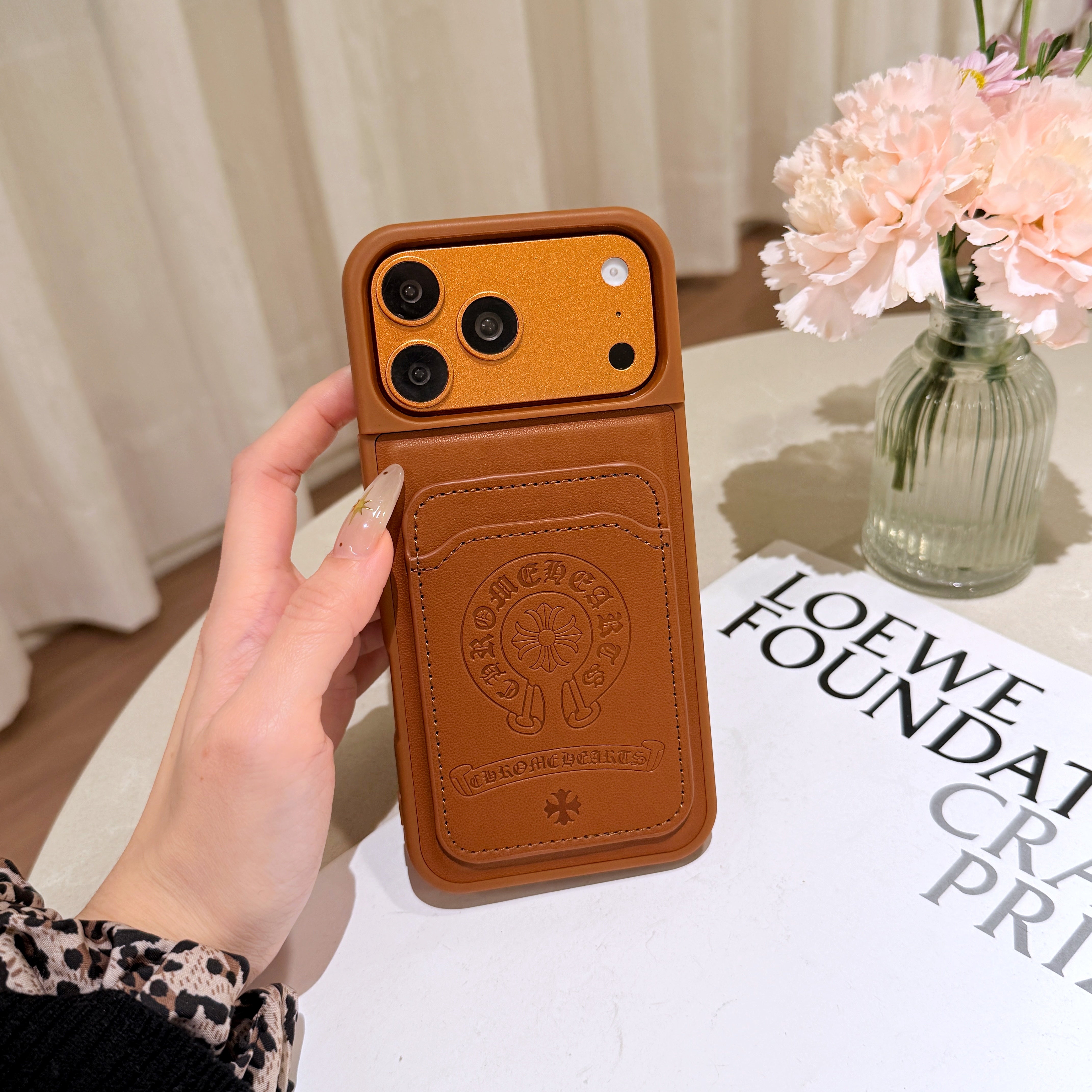 Leather CHS Phone Case With Card Holder For iPhone brown | PE2600142