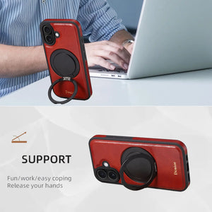 Red MagSafe iPhone case with finger holder for iPhone 12 to 17 by PADUCASE, featuring a sleek protective design.