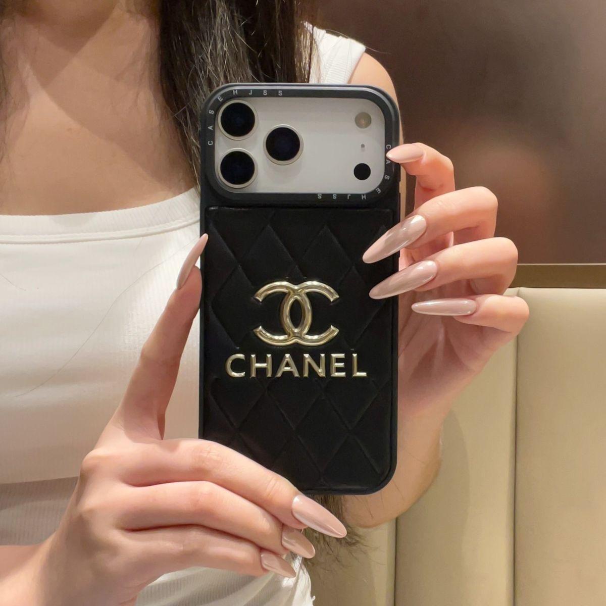 Luxury Leather CC iPhone Case For iPhone 17 Series Black-PECC165